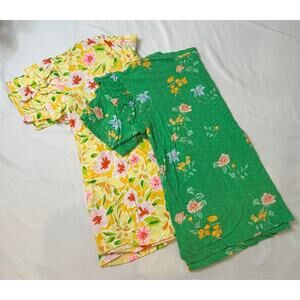 Crown & Ivy Floral Ruffle Short Sleeves Green Yellow Bundle Size XL
